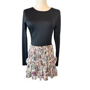 2/$30 BP. M Long Sleeve Ribbed Bodysuit Black Nylon Blend